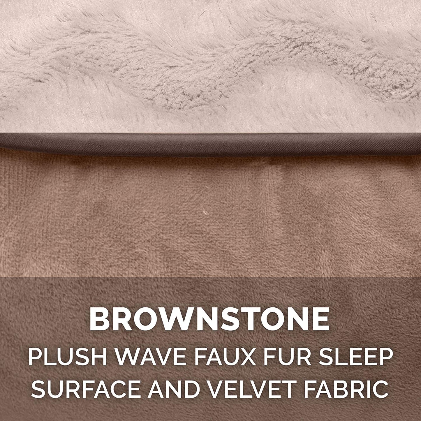 Orthopedic Dog Bed for Large/Medium Dogs W/ Removable Bolsters & Washable Cover, for Dogs up to 55 Lbs - Plush & Velvet Waves Perfect Comfort Sofa - Brownstone, Large