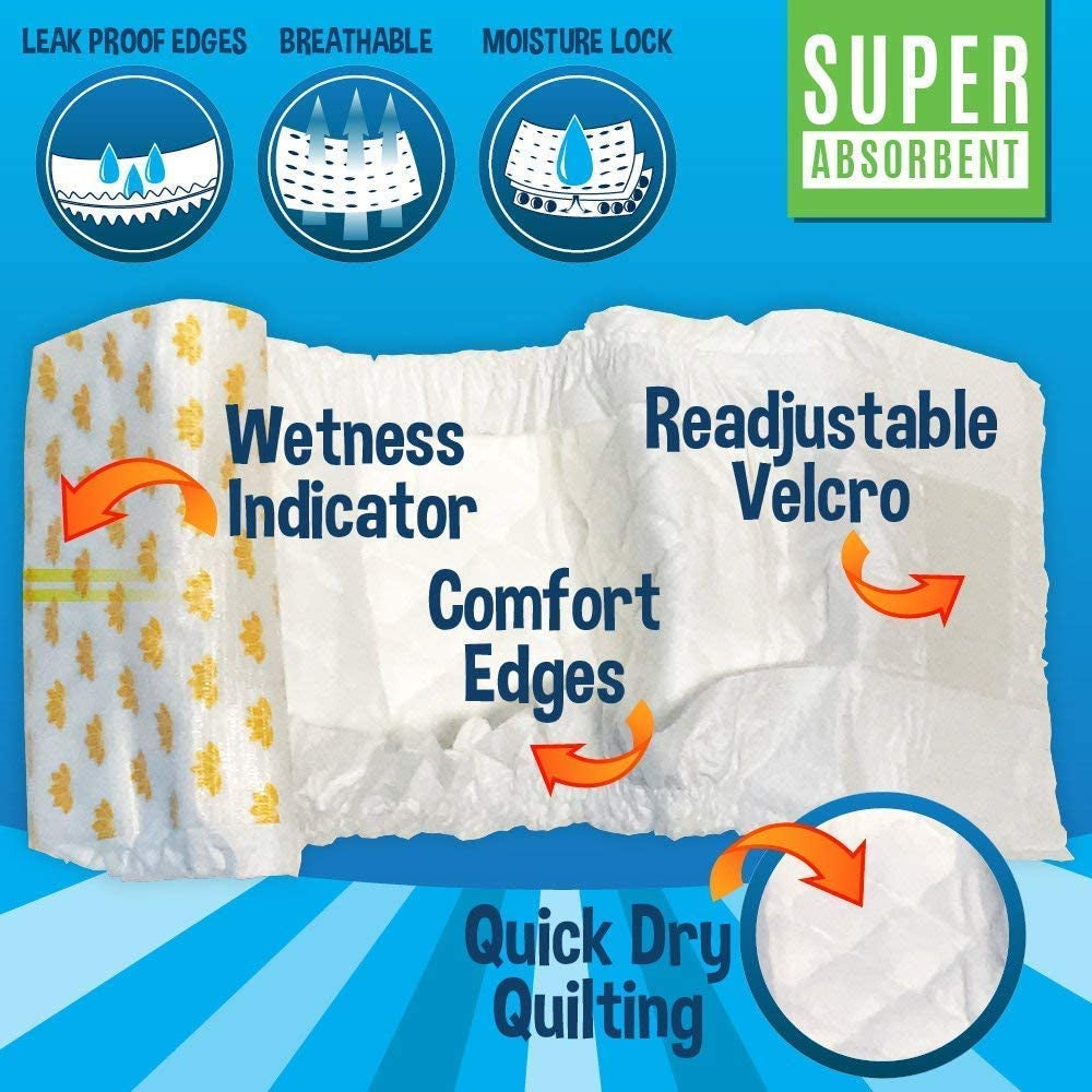 Disposable Male Dog Diapers - Super Absorbent, Leak-Proof Pee Wraps - Adjustable Fit, Comfortable Design, Advanced Moisture Control, and Wetness Indicator - Small (20 Count)