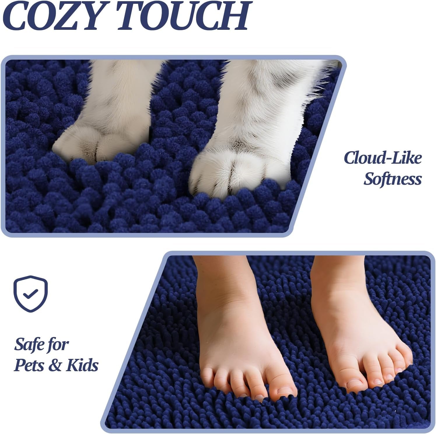 Dog Door Mat Absorpmax Dog Rug for Muddy Paw, Mat for Muddy Paw Door Indoor Floor Entryway, Waterproof Washable & Water Absorbent Dirt Trapper, 31" × 20", Navy Blue