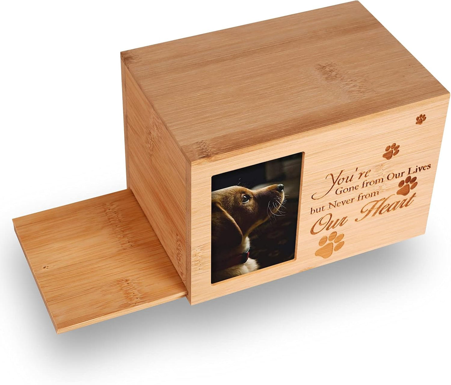 Cremation Urns for Ashes，Burly Wood Keepsake Urns for Dogs Ashes,Pet Memorial Keepsake Urns,Wood Urn,Photo Box Pet Cremation Urn
