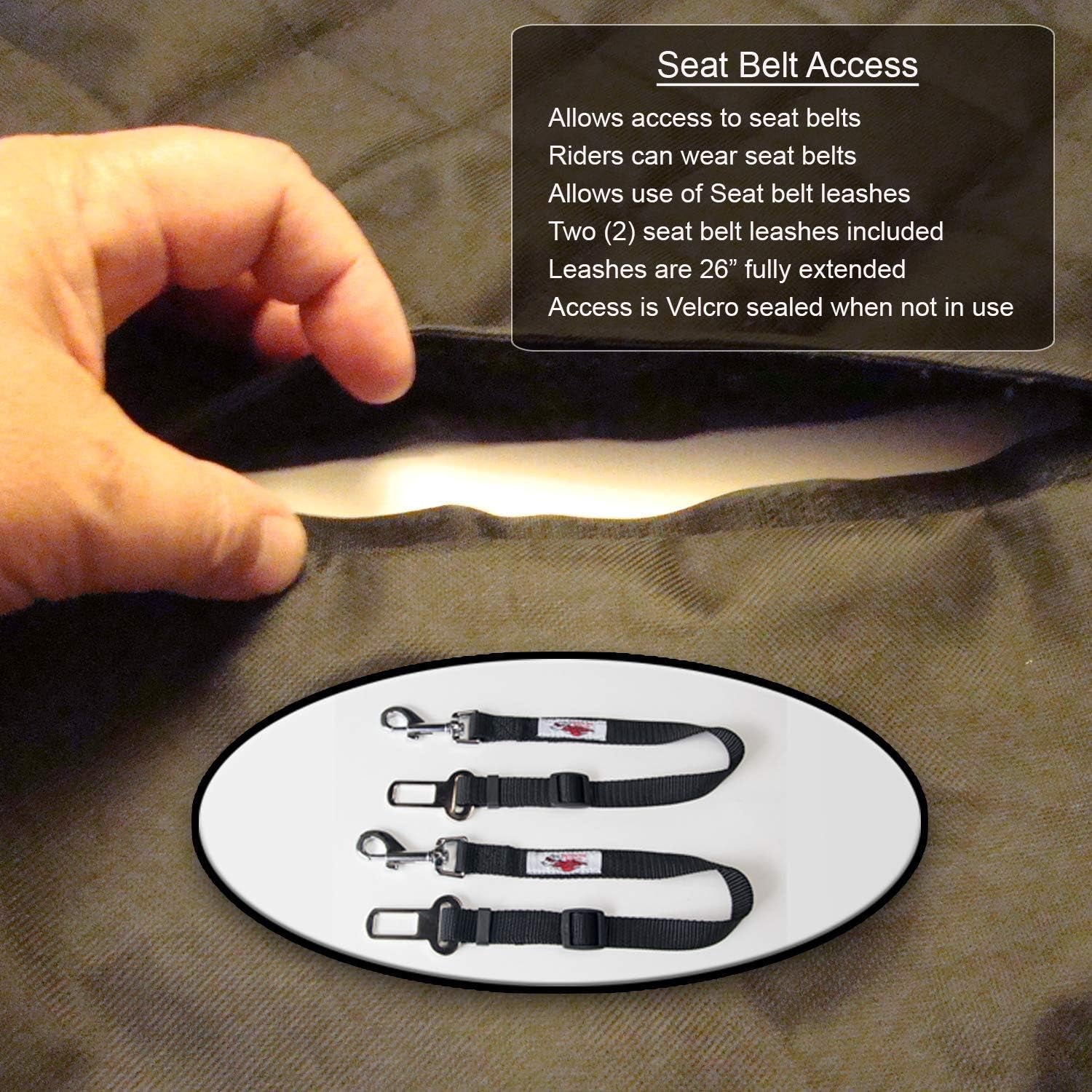 Ultimate Pet Seat Cover and Dog Hammock Features Brown Washable Fleece Mat, Mesh Window and Metal Buckles - 5-Piece Set