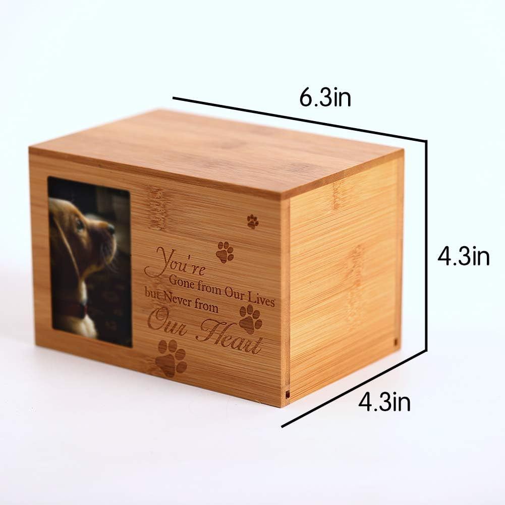 Cremation Urns for Ashes，Burly Wood Keepsake Urns for Dogs Ashes,Pet Memorial Keepsake Urns,Wood Urn,Photo Box Pet Cremation Urn