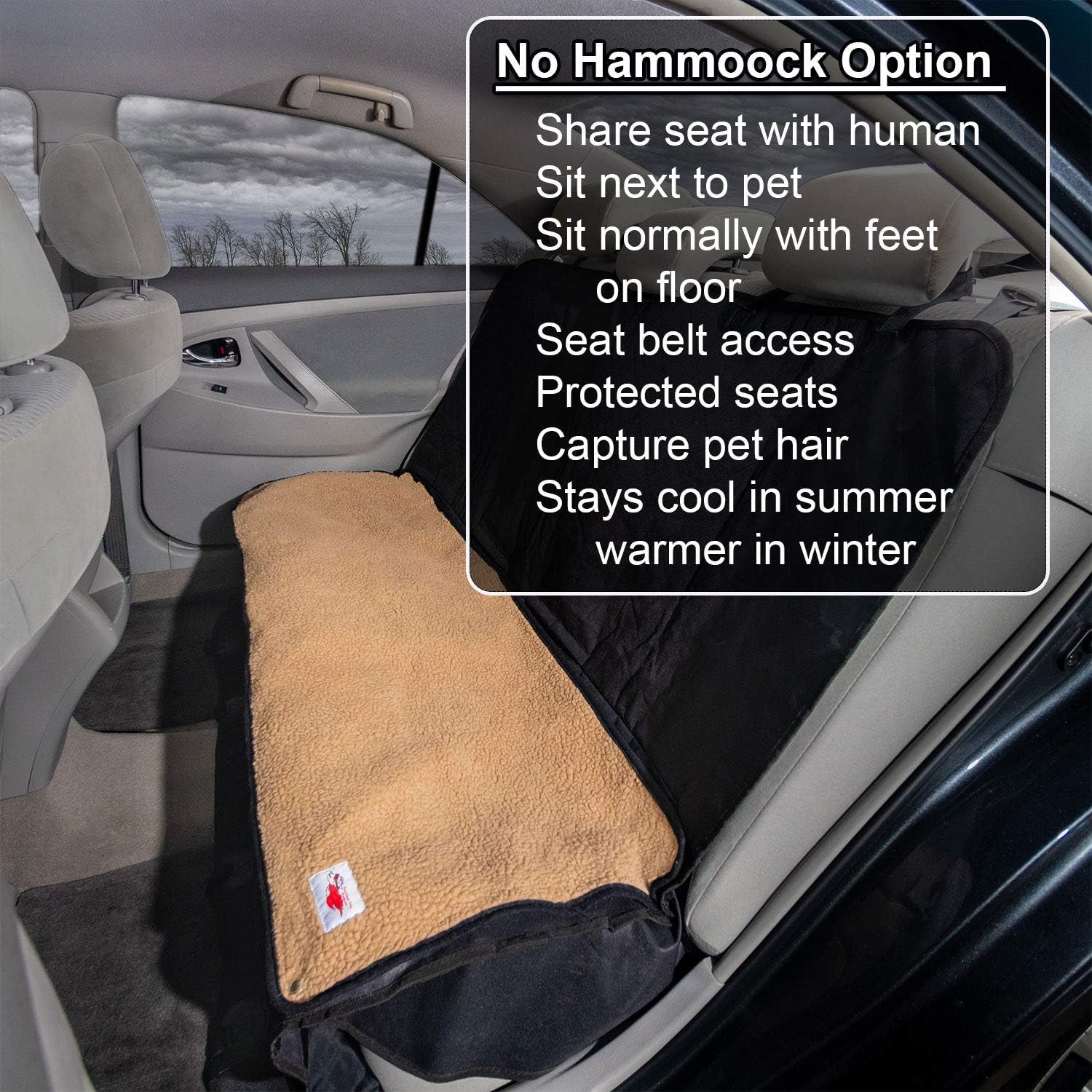 Ultimate Pet Seat Cover and Dog Hammock Features Brown Washable Fleece Mat, Mesh Window and Metal Buckles - 5-Piece Set