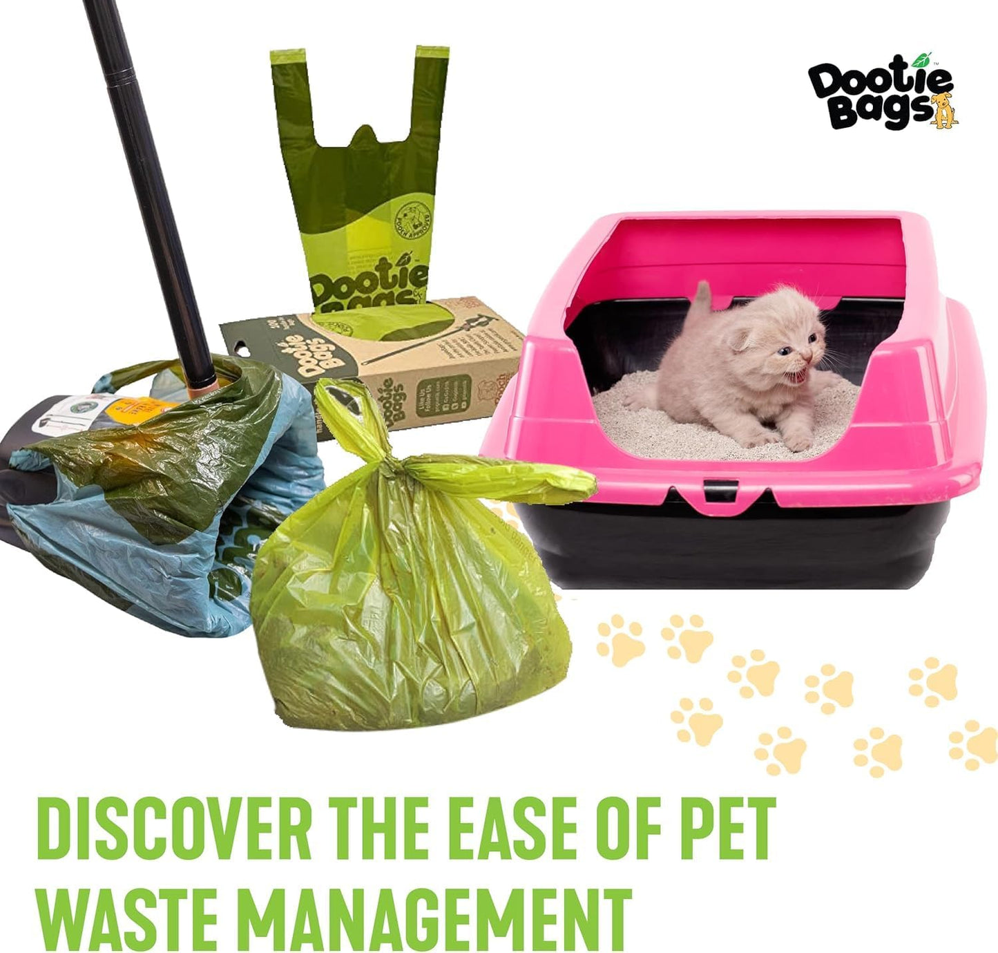 Pooch Approved Large Dootie Bags - Dog Poop Bags - Tie-Handles - 100 Count Dootie Strong and Leakproof - Perfect for Dogs & Cats - Litter - Pet Waste Cleanup - Swivel Bin &  Scoopers