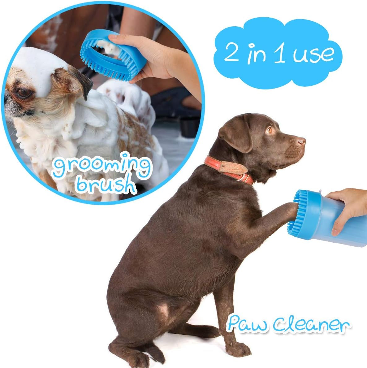 Portable Dog Paw Cleaner Upgrade Dog Paw Washer Cup Paw Cleaner for Cats and Small/Medium Dogs (Medium,Blue)